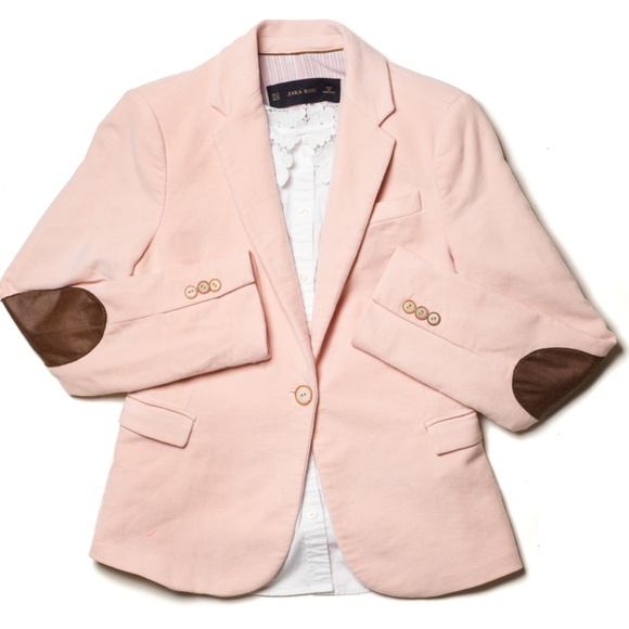 Zara Jackets & Blazers - Zara Moleskin Blazer With Elbow Patches In Pink